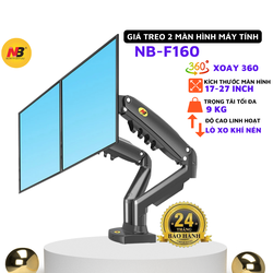 Arm 2 màn hình máy tính NB-F160, giá treo màn hình máy tính NB F160 17-27 inch, xoay 360 độ - Chính hãng - Minh Nguyễn Computer