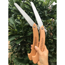 Cưa Gỗ Cầm Tay Đa Năng Gấp Gọn Cán Gỗ , thép SK5 siêu sắc, cưa cành cán xếp, gấp gọn an toàn lưỡi cưa