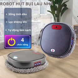 Robot hút bụi lau sàn thông minh 4 chức năng lau nhà, sấy, xông tinh dầu, lọc không khí