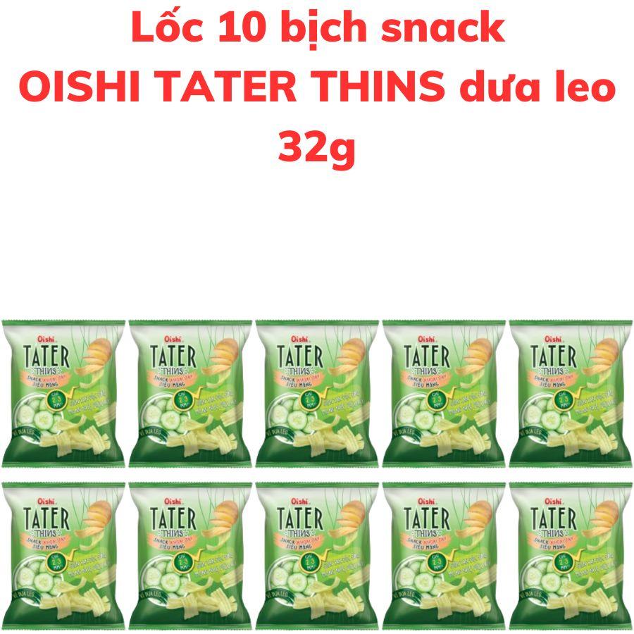 Hình ảnh Lốc 10 bịch Bánh snack OISHI TATER THINS vị dưa leo bịch 32g