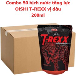 Thùng 50 bịch Nước tăng lực không ga OISHI T-REXX vị dâu bịch 190ml
