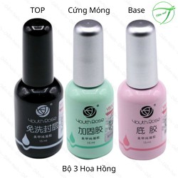 Sơn Gel Hoa Hồng (Base-Top-Cứng Móng) (Hàng Loại 1 Nắp Có Hoa)