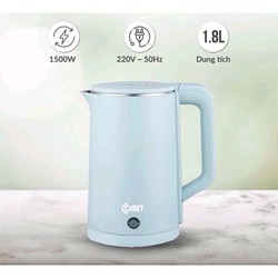 Ấm siêu tốc Comet CM8226 [ 1500W] 1,8L [ inox 304 an toàn - cách nhiệt tốt - tự ngắt khi nước sôi ] - hàng chính hãng