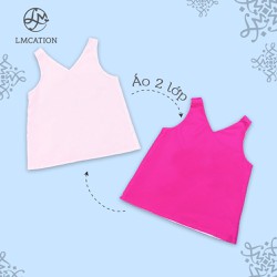 BST Siêu tiết kiệm - Áo kiểu LMcation Laura (2 lớp 2 màu) - Hồng