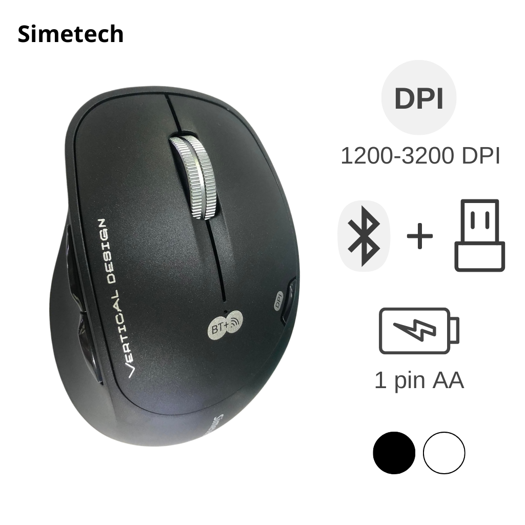 Chuột Wireless kiêm bluetooth Simetech V7300B cho iPhone, iPad, smartphone, máy tính, tivi... (Mã SP: Chuột bluetooth Simetech V7300B)