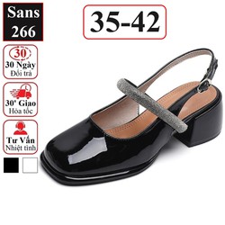 Giày lolita hở gót Sans266 bigsize 42 41 cỡ to lớn đại giầy nữ marry jane búp bê sục bít mũi quai hậu tăng chiều cao 5cm