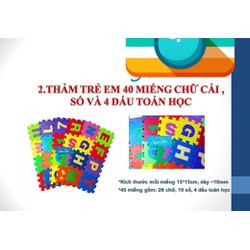 Bộ Thảm Xốp Cho Bé Gồm số thứ tự và chữ cái (30cm x 30cm x 1cm) và thảm hình con vật , trái cây phương tiện xe