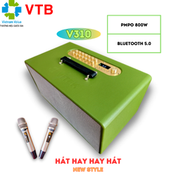 [Vitek] Loa xách tay V310 800W PMPO Bluetooth 5.0 - Bass cực phê - Kèm cặp Mic cao cấp