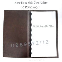 Menu bìa da cao cấp 17cm-23cm [20 lá ruột]
