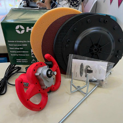 Máy trát tường xoa vữa, đánh bóng xoa hồ HIMOKI TẶNG 2 ĐẾ XOA NHỰA cao cấp công xuất lớn 2500W - khấy sơn máy trà nhám
