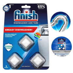 Vỉ 3 viên vệ sinh máy rửa bát Finish Dishwasher Care, làm sạch, khử khuẩn, loại bỏ cặn vôi