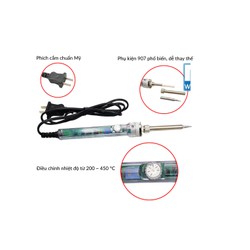 Mỏ hàn thiếc điều chỉnh nhiệt độ GAOJIE No.907 60W Tặng 1 lưỡi hàn dao