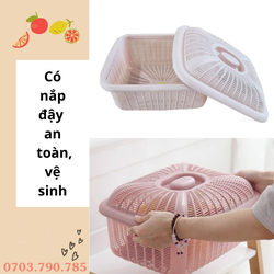 Rổ Nhựa Vuông Có Nắp Đậy Nhựa Việt Nhật