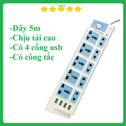 Ổ cắm điện thông minh đa năng chịu tải cao 2500w dây đồng dài 5m CYX-238
