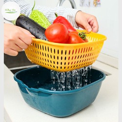 Bộ thau rổ nhựa 6 món đựng rau củ nhà bếp tiện dụng