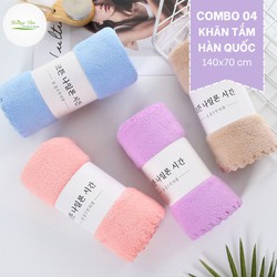 Combo 04 Cái khăn tắm Hàn Quốc vải lông mịn thấm hút tốt - Size 140x70 cm