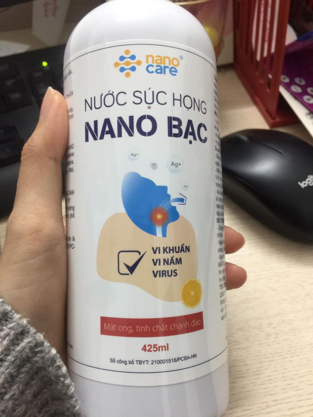 Hình ảnh Nước súc họng Nano bạc hãng NanoCare , diệt khuẩn, khử mùi , Chai 425ml