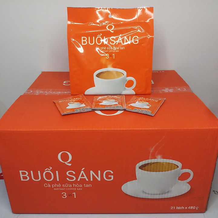 Cà phê sữa Buổi Sáng Trần Quang bịch 480g (24 gói vuông x 20g) (Mã SP: CPSBSGVTQ19)