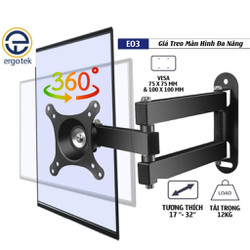 Giá treo màn hình máy tính xoay đa năng Ergotek E03, Arm màn hình gắn tường Xoay 360, trái-phải 180 độ, 17-32 inch - Minh Nguyễn Computer