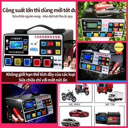 SẠC BÌNH ẮC QUY XE MÁY XE HƠI ÔTÔ 12V 24V 300A 400A SẠC ĐA NĂNG THÔNG MINH MẪU MỚI