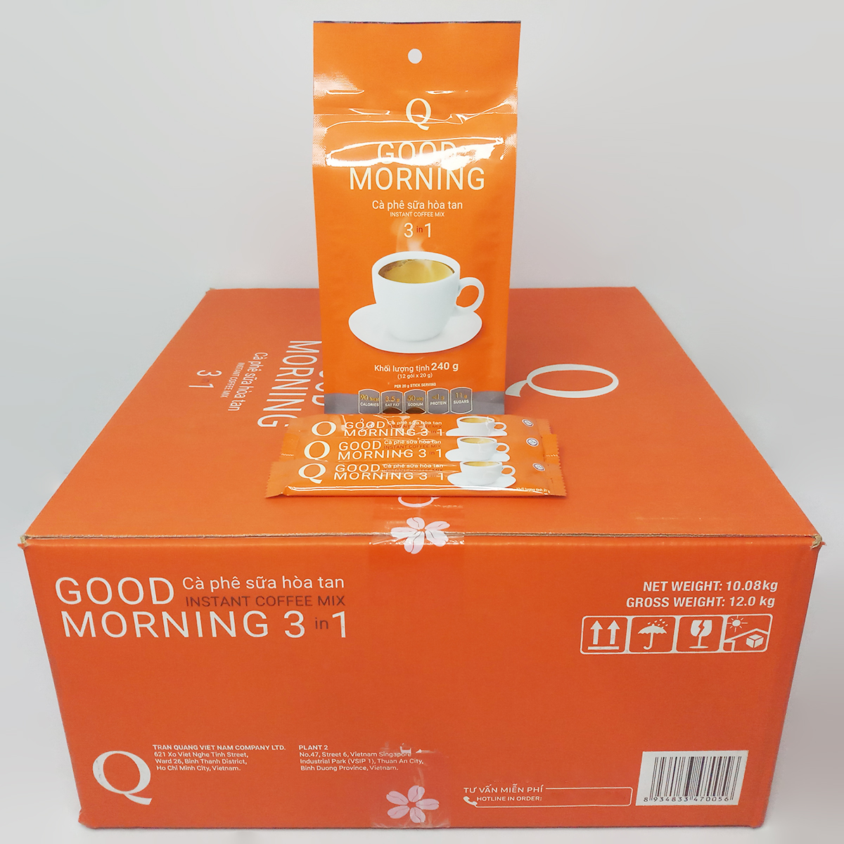 Cà phê sữa (loại 12 gói nhỏ) bịch 240g Good morning Trần Quang (Mã SP: CPGMTQGN24019)