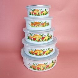 BỘ 5 BÁT THỐ THÉP TRÁNG MEN SỨ SIÊU ĐẸP