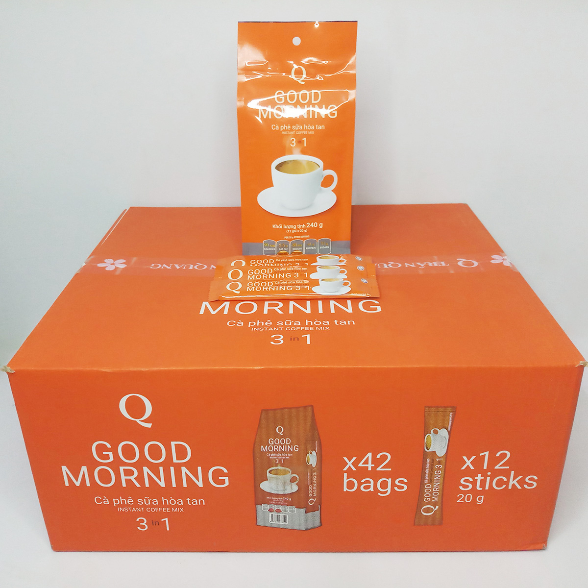 Cà phê sữa (loại 12 gói nhỏ) bịch 240g Good morning Trần Quang (Mã SP: CPGMTQGN24019)