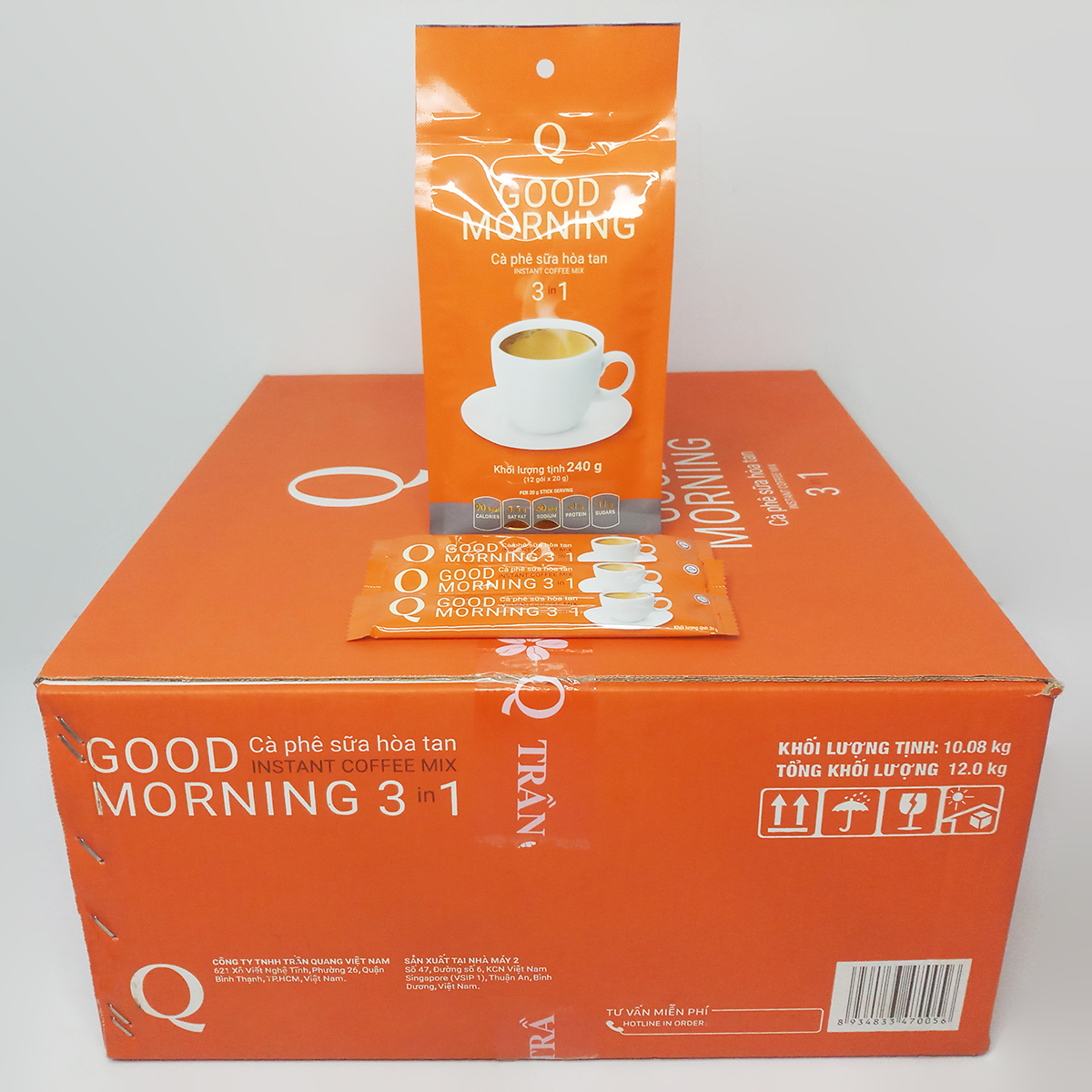 Cà phê sữa (loại 12 gói nhỏ) bịch 240g Good morning Trần Quang (Mã SP: CPGMTQGN24019)