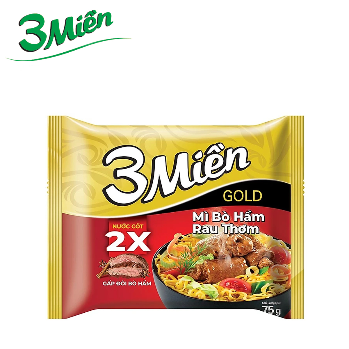 COMBO 10 GÓI MÌ BÒ HẦM RAU THƠM 3 MIỀN GOLD (Mã SP: 8936048470524)