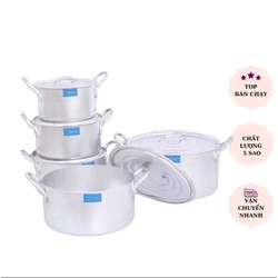 Bộ nồi nhôm cao cấp 5 cái size 16cm,18cm,20cm,22cm,24cm