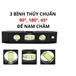 Thước Thủy có nam châm có 3 bình thủy chuẩn đứng, ngang, nghiêng 45 độ