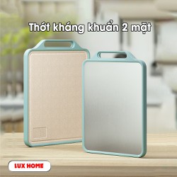 Thớt kháng khuẩn 2 mặt, mặt trước inox 304, mặt sau nhựa PP kháng khuẩn, chống tràn chất liệu inox 304 và nhựa PP