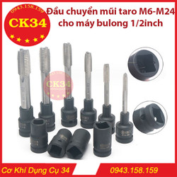 Bán lẻ - Đầu chuyển mũi taro M6-M24 cho máy bulong 1/2 inch hoặc có thể dùng cần lắc tự động, cần L để sử dụng