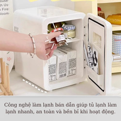 Tủ Lạnh Mini Đựng Mỹ Phẩm, Dung Tích Lớn 6 Lít, Tiết Kiệm Điện Làm Lạnh Nhanh