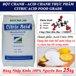 Axit citric, bột chanh, axit chanh chất tạo độ chua phụ gia trong thực phẩm, đồ uống, nguyên liệu trong mỹ phẩm