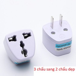 Phích cắm chuyển đổi từ 3 chấu sang 2 chấu chân dẹp - Bộ chuyển chân cắm từ 3 chân sang 2 chân dẹt