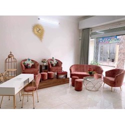 Bộ Sofa Nail - Ghế Nail xếp ly thanh lịch. tặng đôn nhỏ
