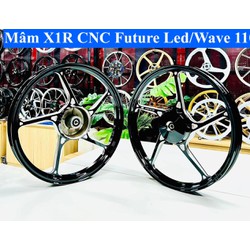 Mâm X1R CNC 5 cây xéo Future Led, Wave a 110 Trước đĩa sau đùm