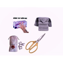 COMBO 4 SẢN PHẨM DÀNH CHO NHÀ BẾP (1 kéo cắt gà + hộp gang tay siêu dai+ 1 túi bọc thự phẩm + 5 khăn lau xám)