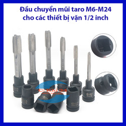 Bộ 10 đầu chuyển các thiết bị vặn bulong 1/2 inch sang mũi taro ren M6-M24 Đài Loan cao cấp