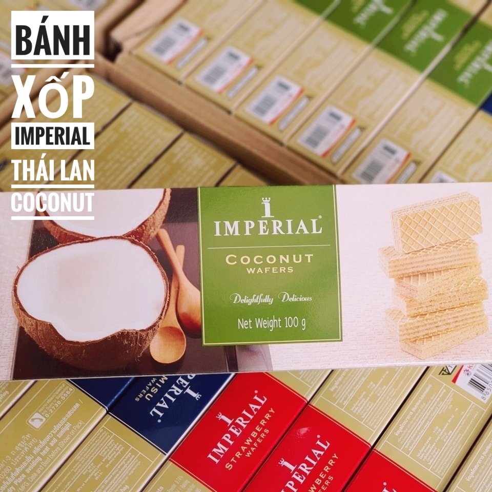 Hình ảnh Bánh Xốp Kem Imperial Thái Lan - Hương Dừa Coconut Wafers (Hộp 100g)