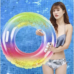 Phao bơi tròn kim tuyến họa tiết dưa hấu hình thú cho bé đi tắm biển tập bơi và phao bơi tròn cho bé