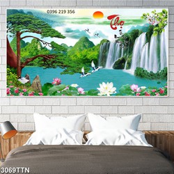 Tranh treo tường 3d phong cảnh thác nước