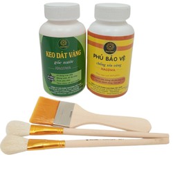 Keo phủ dát vàng gốc nước mỗi lọ 200ml kèm chổi cọ vẽ keo, vệ sinh dặm vàng, dùng cho hoa quả, thạch cao, xi măng, giấy vải, đồ da