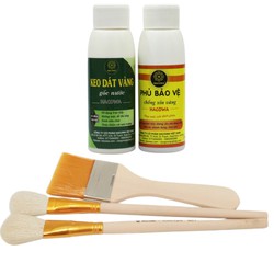 Keo phủ dát vàng gốc nước mỗi lọ 100ml kèm chổi cọ vẽ keo, vệ sinh dặm vàng, dùng cho hoa quả, thạch cao, xi măng, giấy vải, đồ da