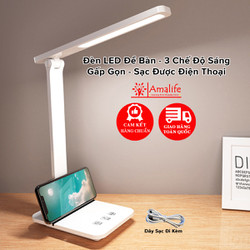 Đèn LED 3 Chế Độ Ánh Sáng Vàng Điều Chỉnh Gấp Gọn Để Bàn Học Cổng Type C USB Chống Cận Bảo Vệ Mắt Có Loại Pin Đi Kèm