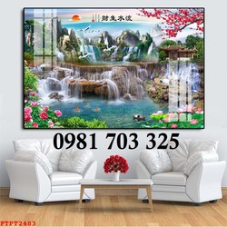 Tranh gạch đẹp thác nước 3D