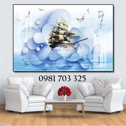 Tranh gạch thuyền buồm trang trí