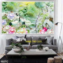 Tranh gạch men chim công đẹp