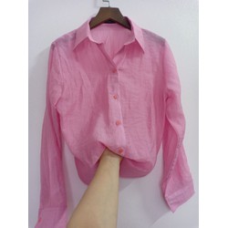 Áo sơ mi nữ hồng dài tay, áo nữ công sở thanh lịch, áo nữ công sở A4477 full size